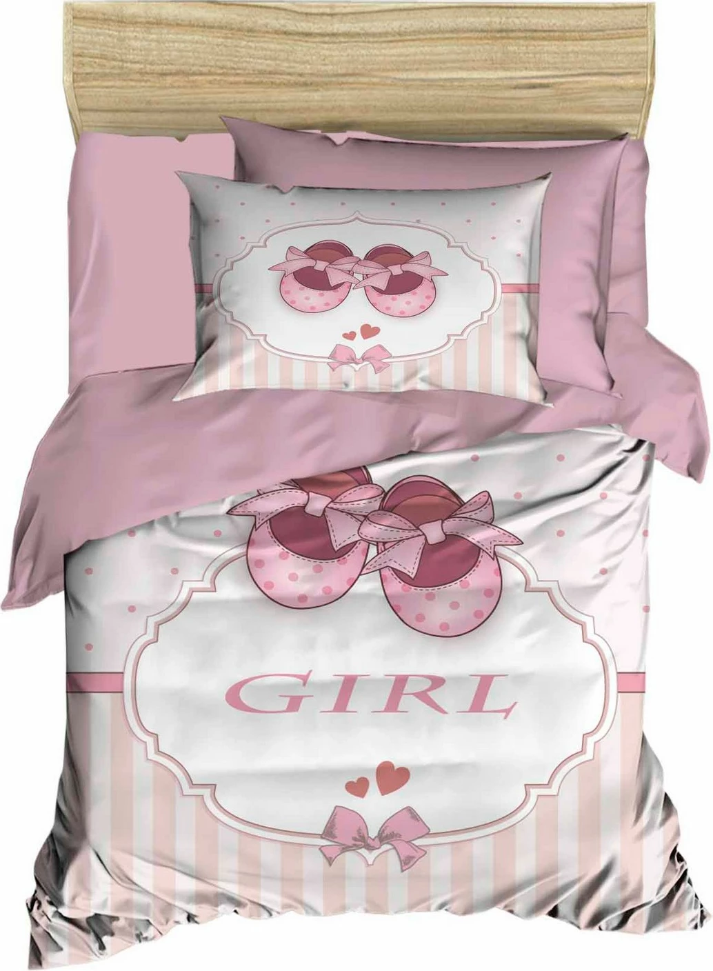Set mbulesë për kuilt për bebe, L'essentiel, PH18, rozë, e bardhë, pink (4 copë)