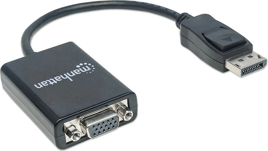 Kabllo konvertuese Manhattan DisplayPort në VGA, 15cm, aktive, 1920x1200/1080p, e zezë