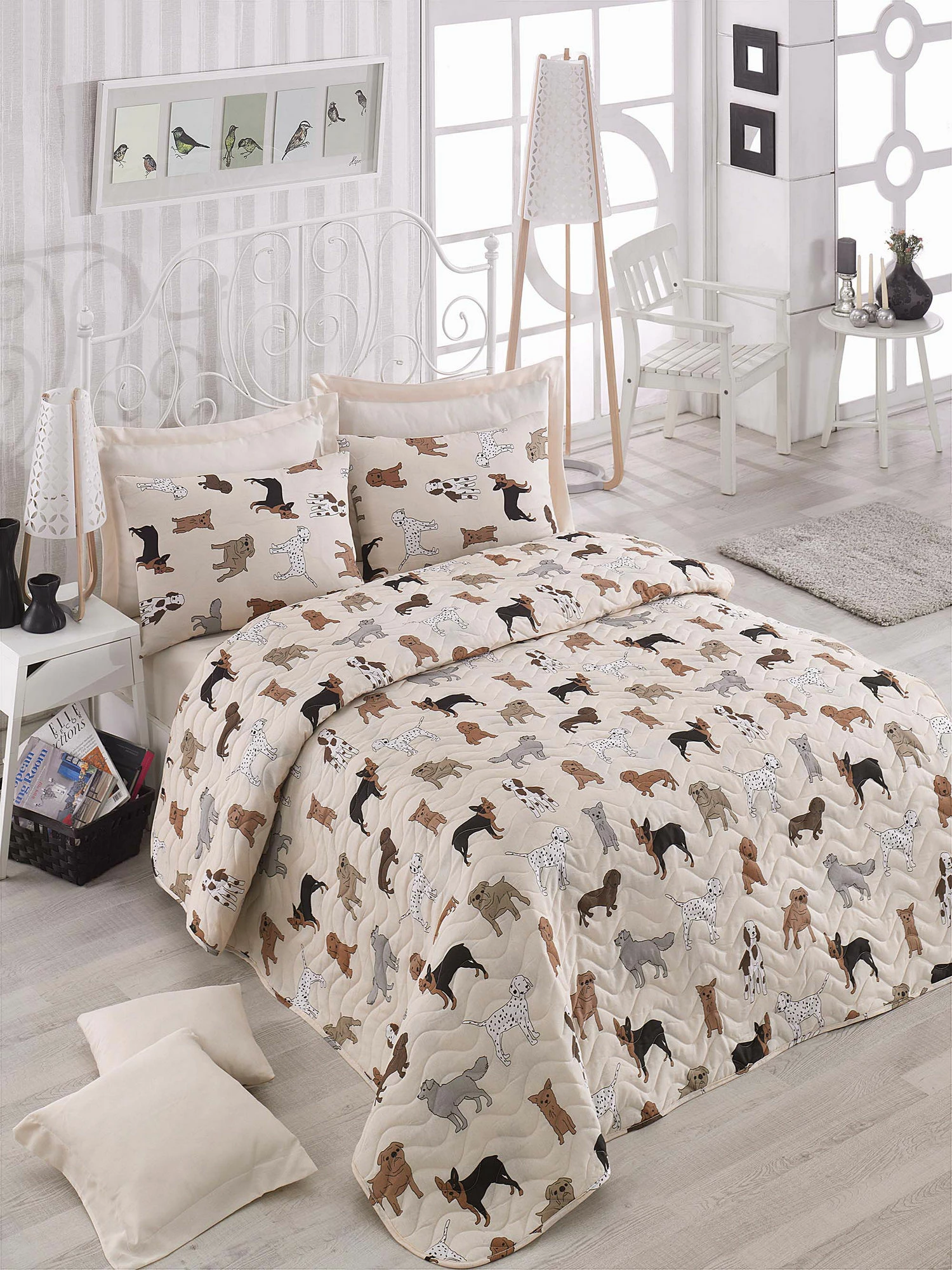 Set mbulesë krevati e qepur, King, L'Essentiel Linge de Maison, Havhav, krem