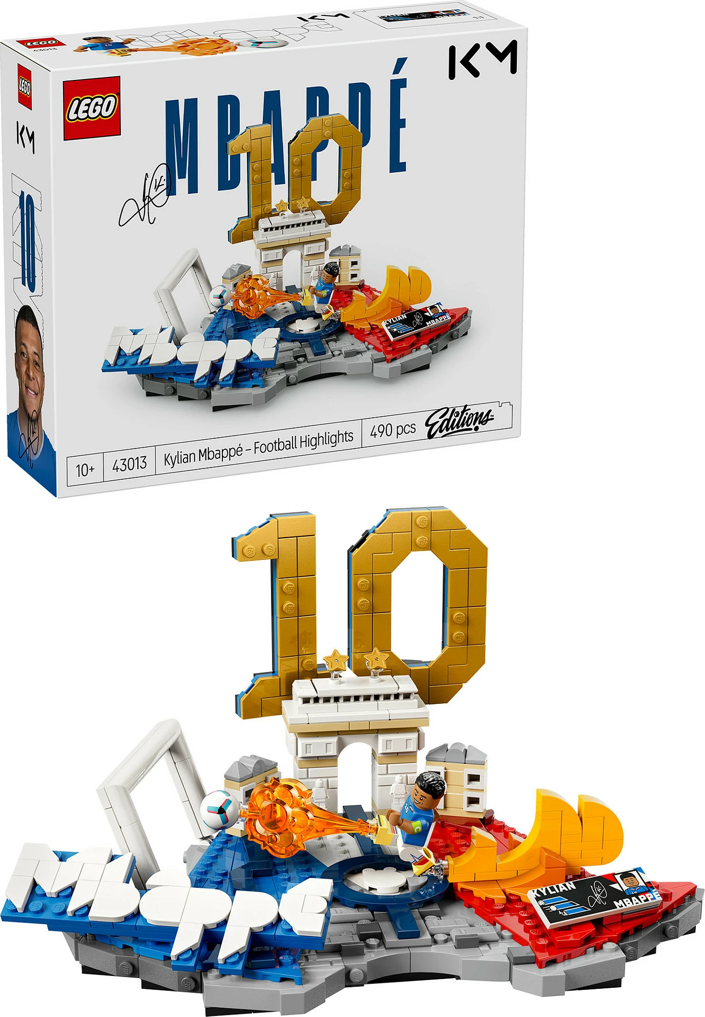 Set ndërtimi LEGO Editions 43013 Kylian Mbappé – Football Highlights, 490 copë, multikolor
