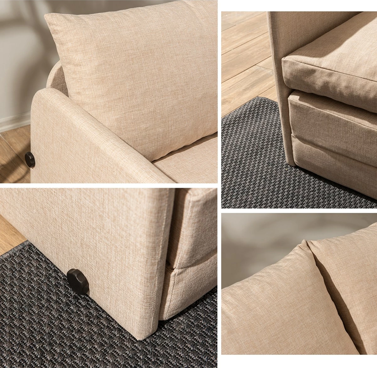 Divan-krevat dy ulëse, ngjyrë bezhë, Saga, Atelier del Sofa