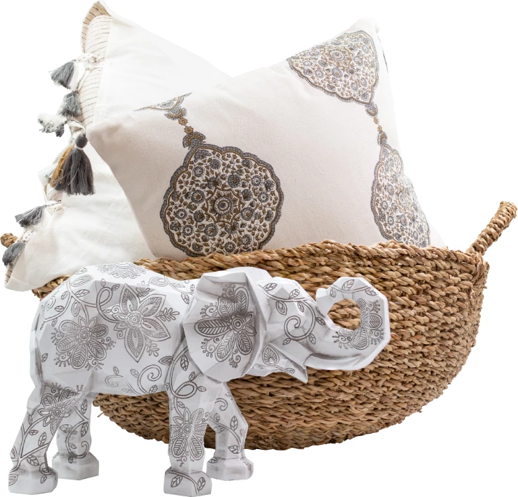 Jastëk dekorativ Ammos 2, pambuk, ngjyrë e bardhë-bezhë, 50x50cm