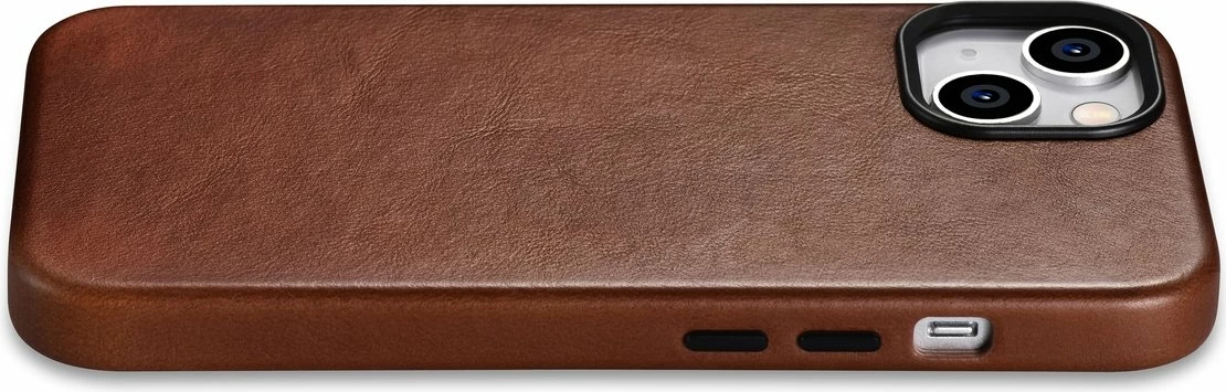 Mbështjellës iCarer Oil Wax Premium Leather për iPhone 14 Plus me MagSafe, Kafe