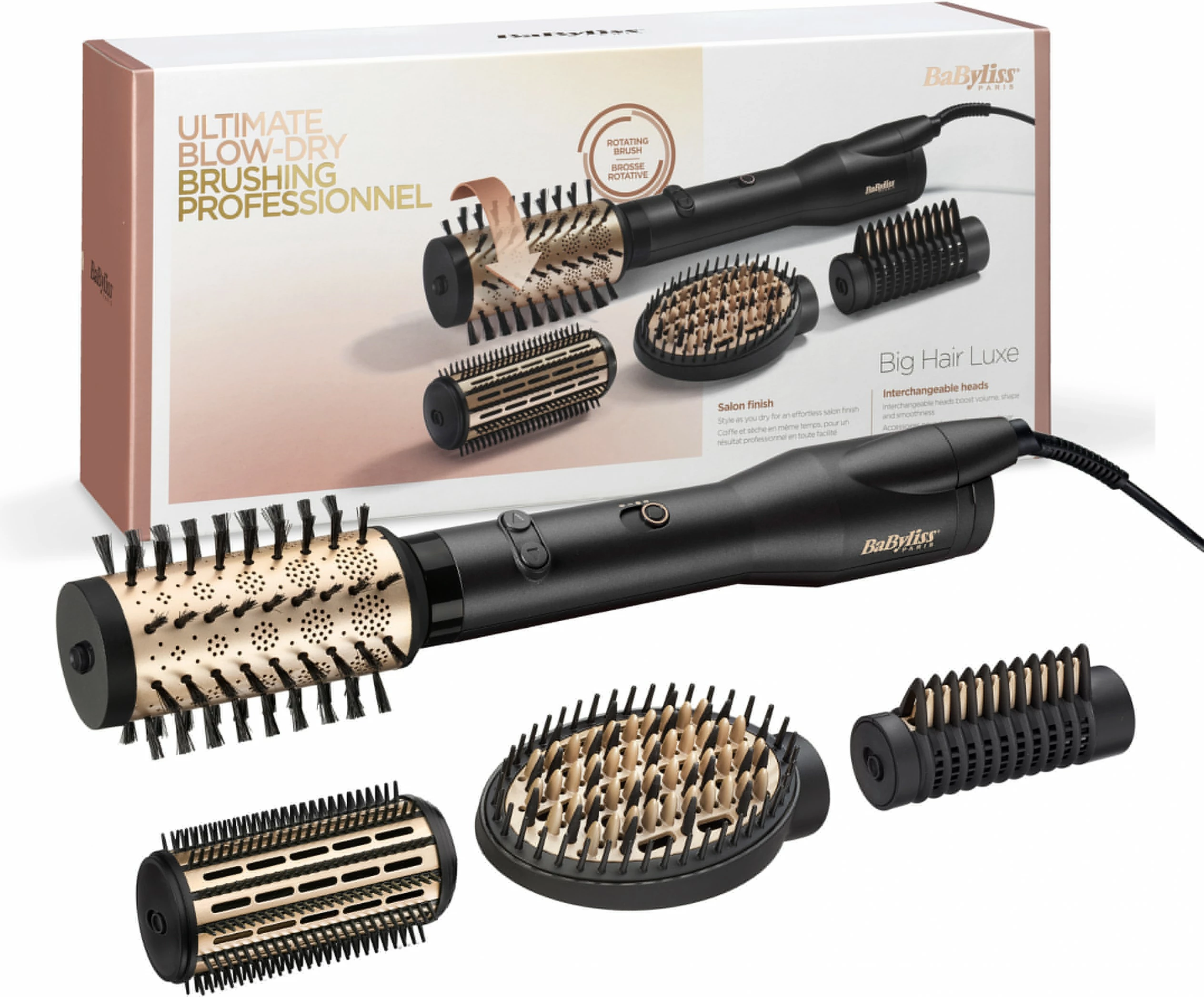 Furçë elektrike për flokë BaByliss AS970E me aksesorë, e zezë