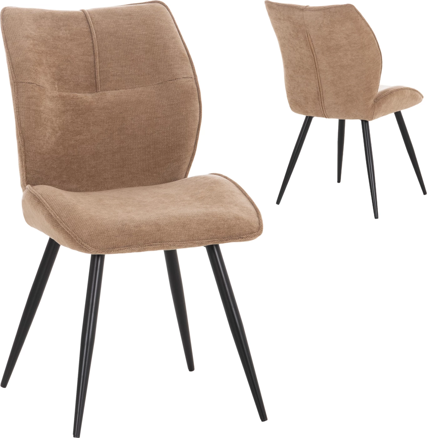 Set 2 karriga për ngrënie GAFF, material stof taupe, këmbë metalike të zeza, 50x67x89cm
