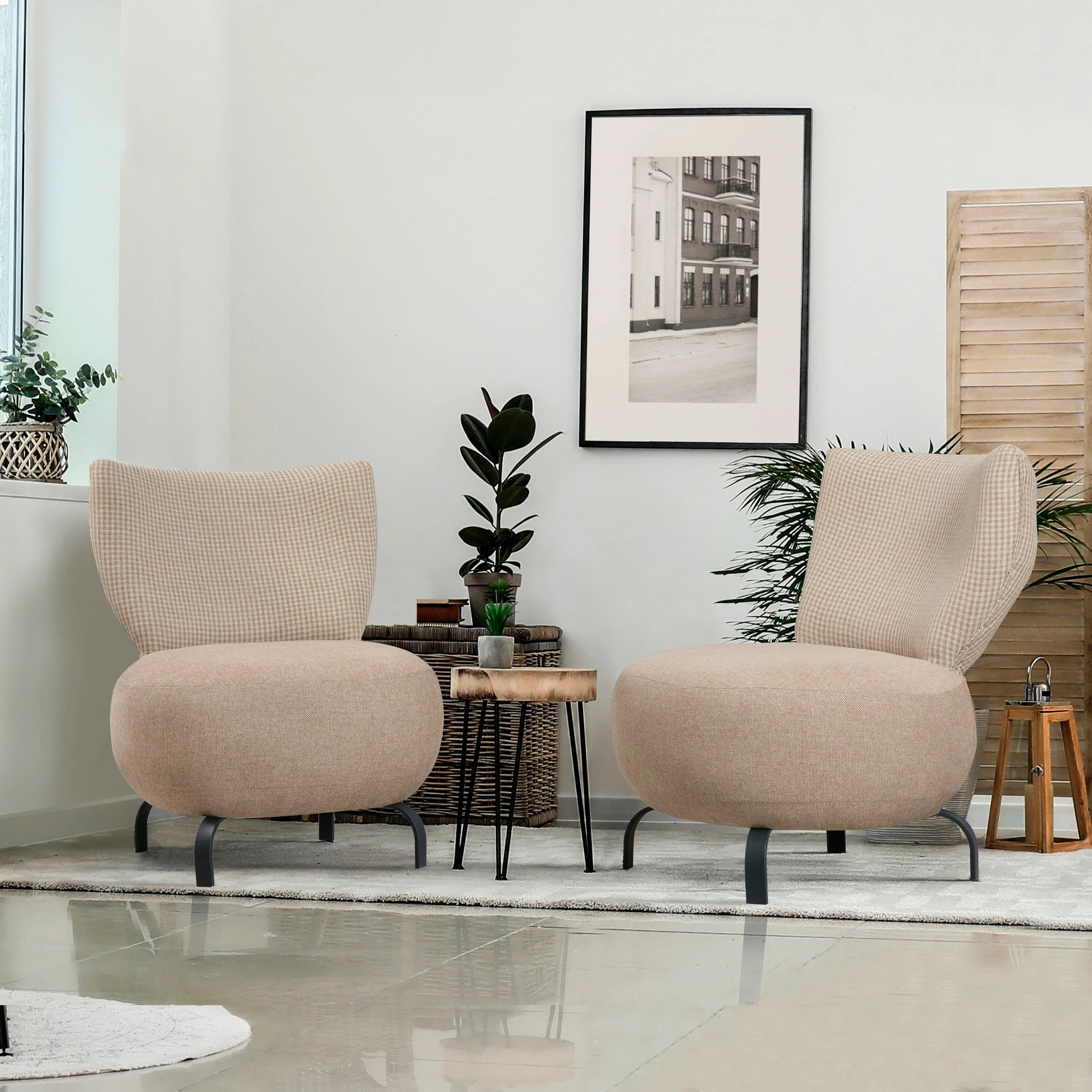 Set karrigash wing Atelier del Sofa, Loly, krem, 2 copë