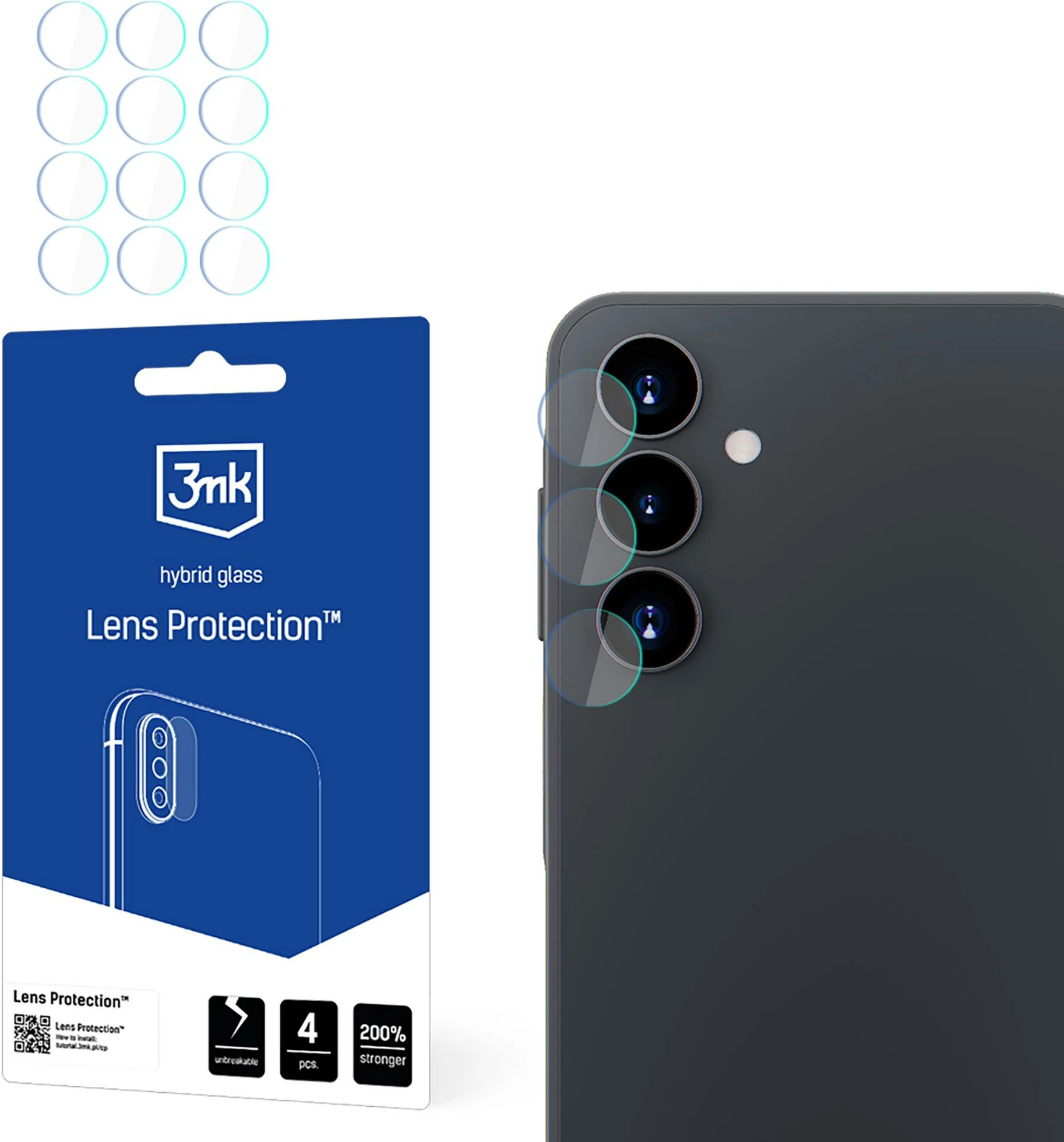 Xham hibrid për kamerë 3mk Protection për Samsung Galaxy A16, set