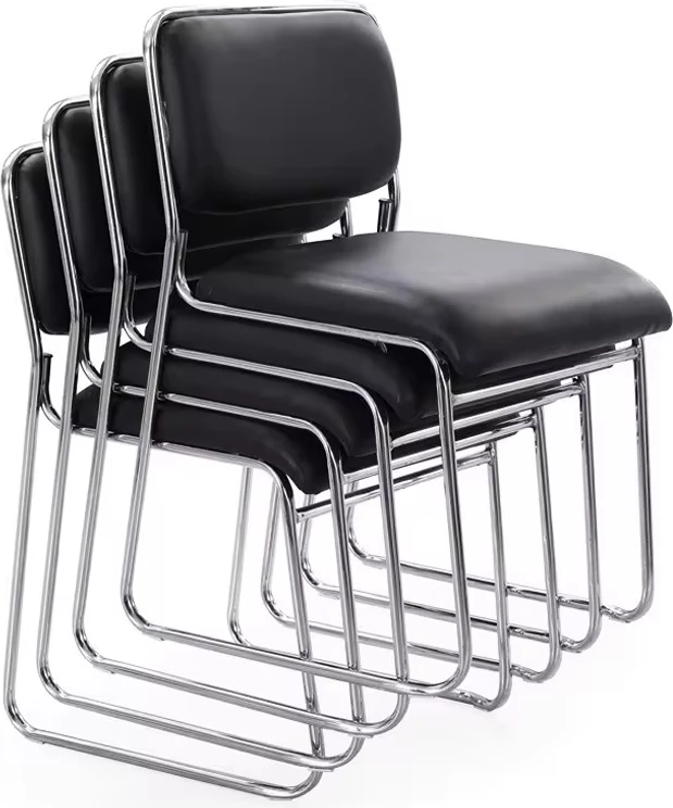 Karrige për mysafirë, e grumbullueshme, Randin, e zezë, këmbë kromi, 42x44x77cm