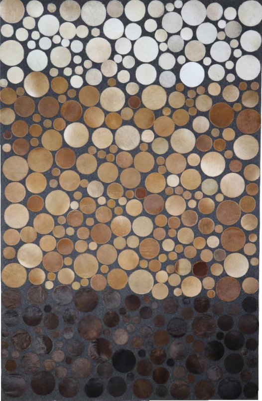 Qilim Tods për dhomë dite, lëkurë dhe lesh, ngjyrë e zezë, kafe, bezhë, 160x240cm