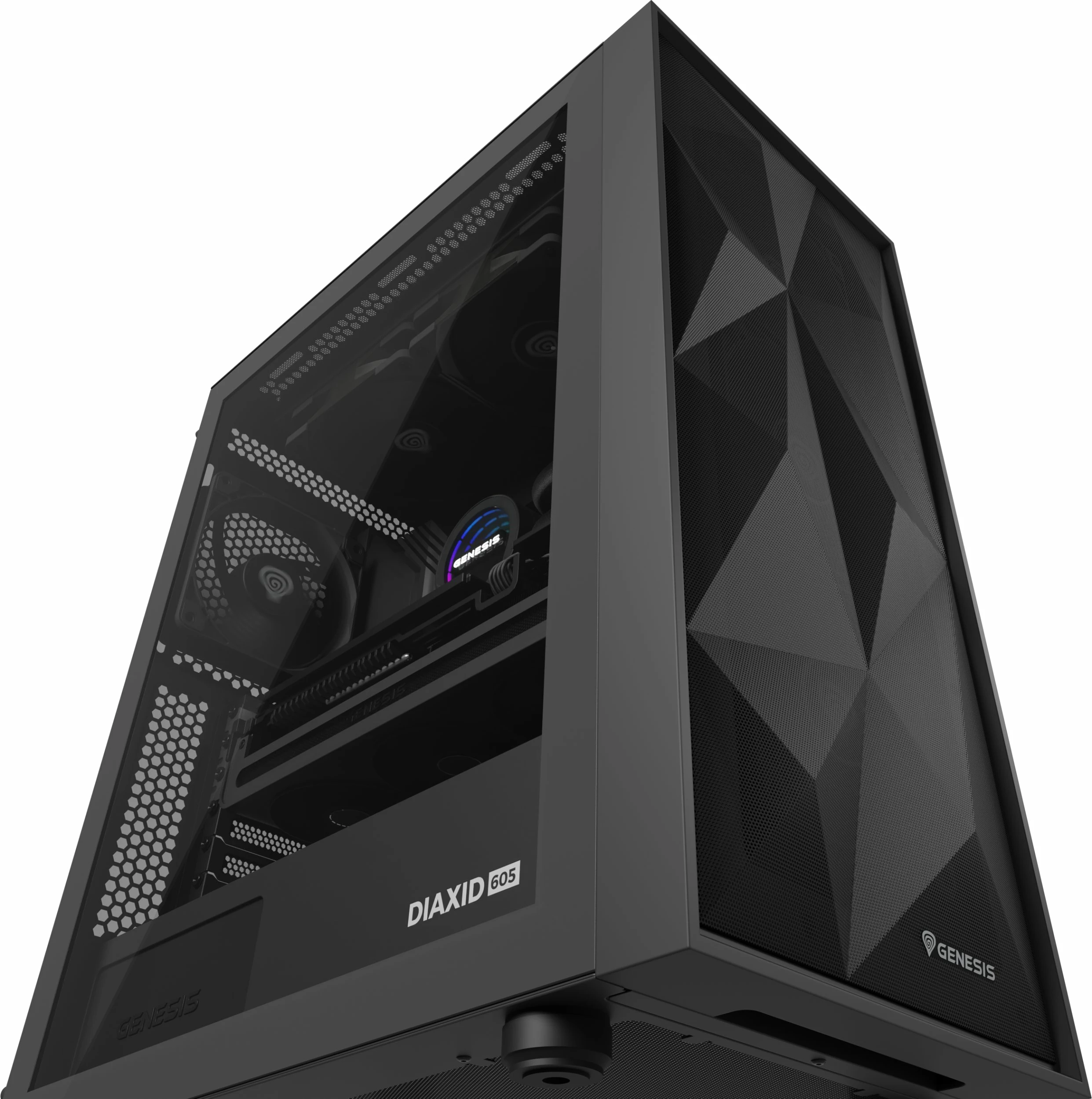 Kasë GENESIS Diaxid 605F NPC-2046 midi tower ATX, USB-C, pa furnizim, e zezë