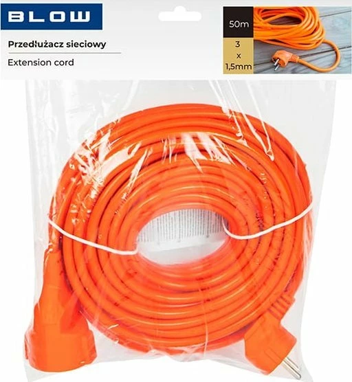 Zgjatues rryme Blow PR-160, 50 m, 1 prizë me tokëzim, 3x1.5mm², portokalli
