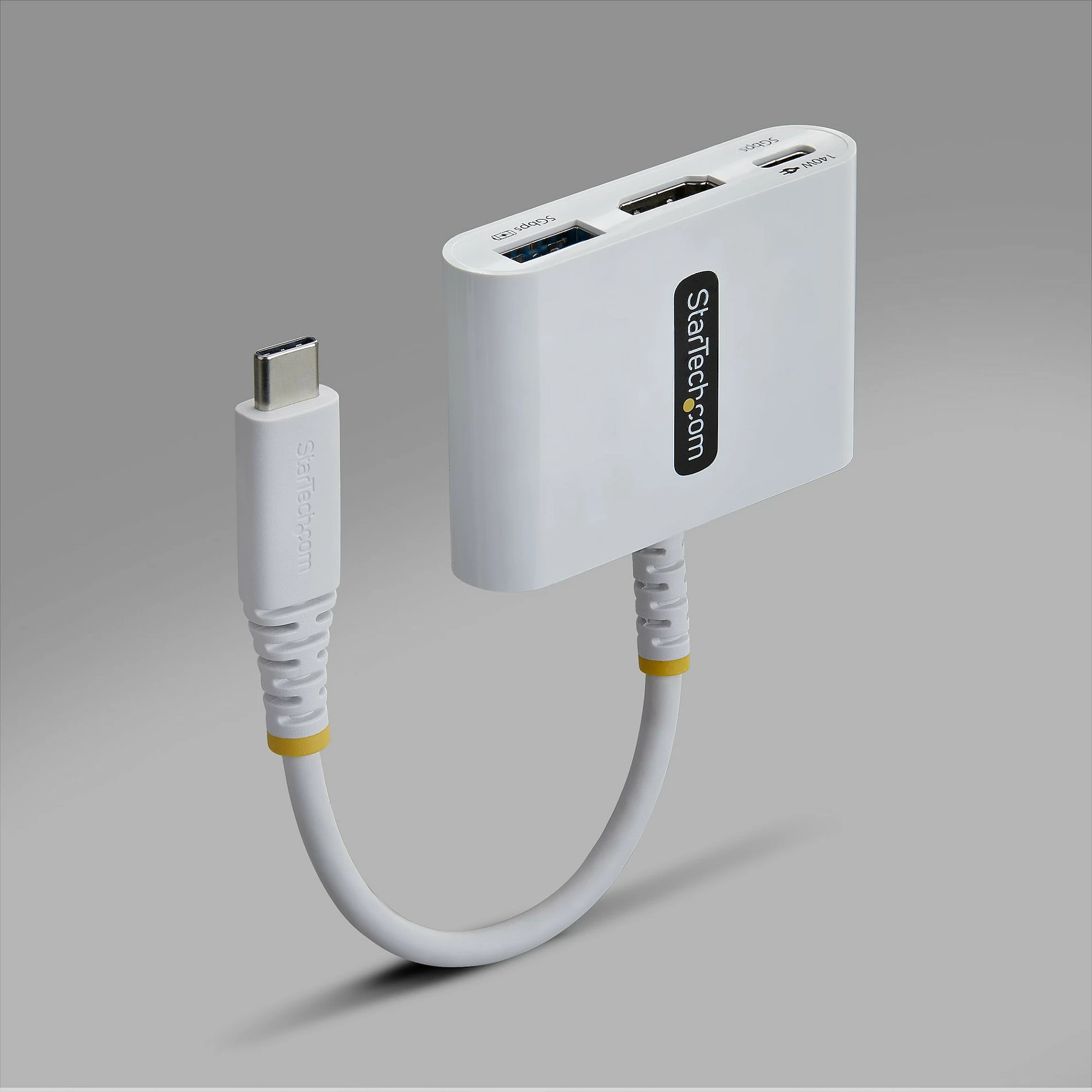 Adapter multiport USB-C në HDMI StarTech, 4K 60Hz, Hub USB 5Gbps, PD 140W, i bardhë