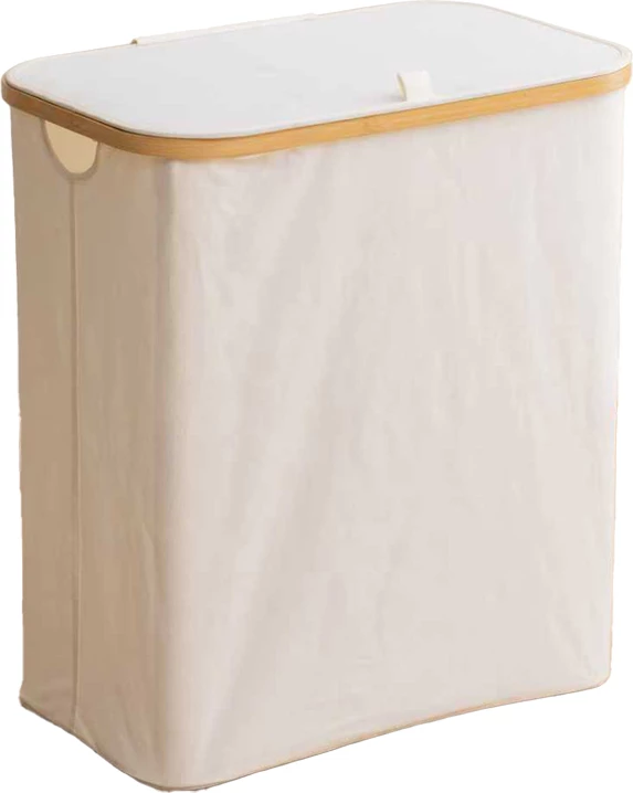 Shportë rrobash Lodge, bambu dhe pëlhurë, ngjyrë bezhë, 54x33x60cm