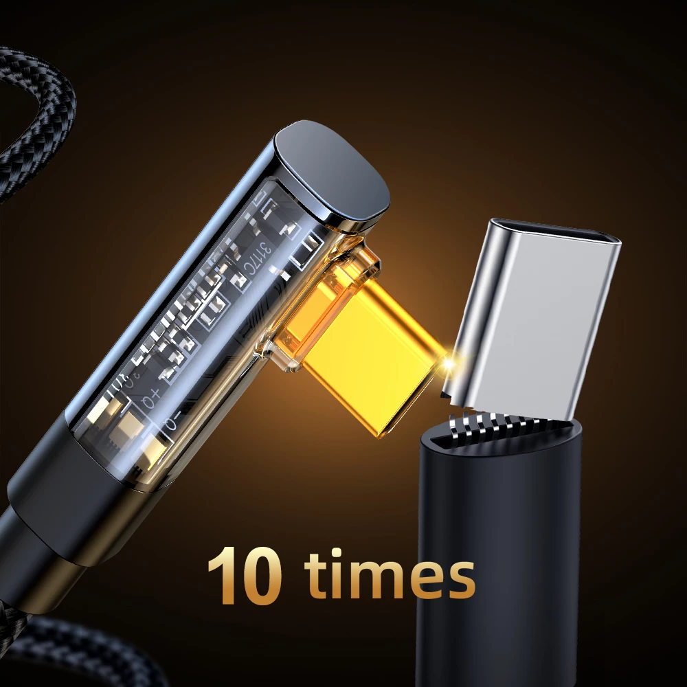 Kabllo USB-C me kënd 90°, Joyroom S-UC027A6, 1.2m, 3A, e zezë