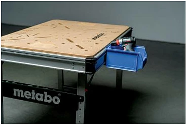 Tavolinë pune Metabo MWB 100, e palosshme, rregullim lartësie 80-100 cm, 710 mm, bezhë/metalik