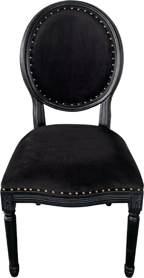 Karrige Louis, kadife e zezë, dru, 49x49x99 cm