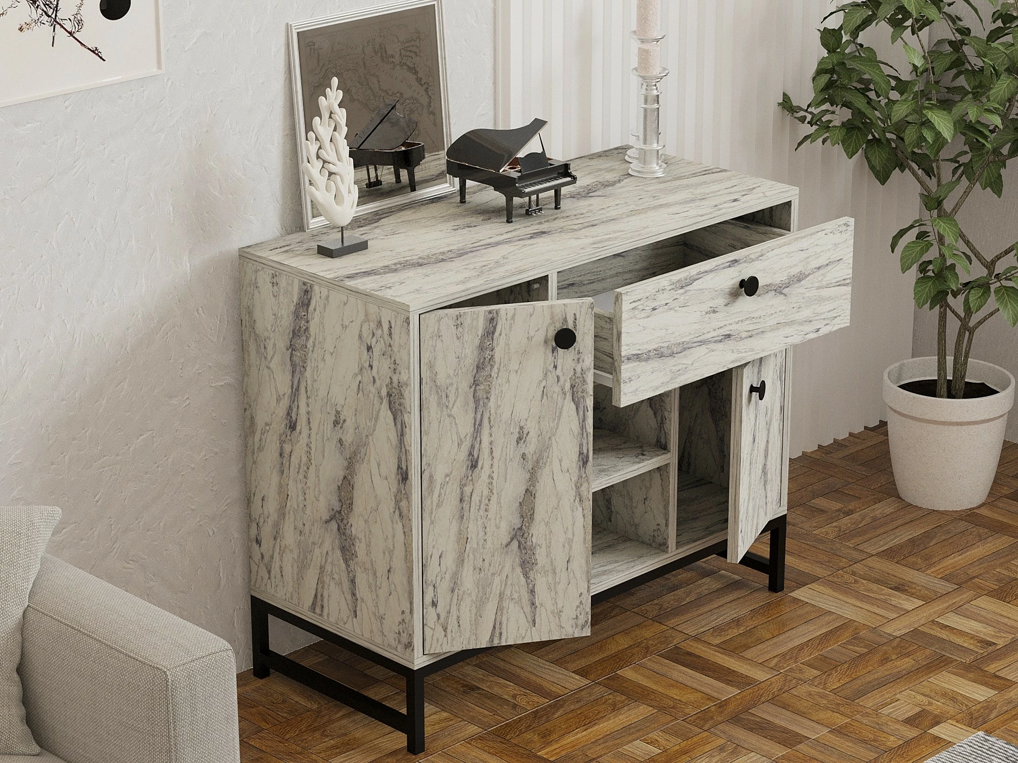 Konsolë Skye Decor, mermer Freesia