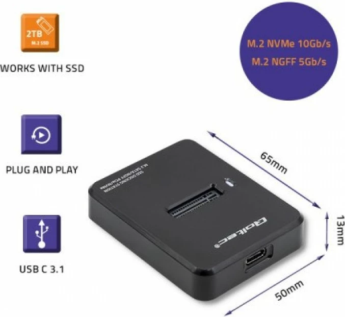 Stacion docking SSD Qoltec M.2 SATA/PCIe, i zi
