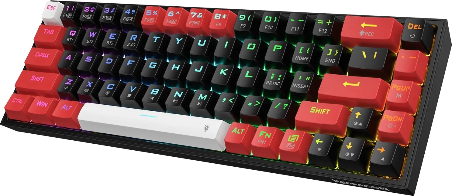Tastierë mekanike Redragon Castor K631RGB Pro 65% (68 taste), Outemu Red, RGB, USB-C/2.4GHz/Bluetooth