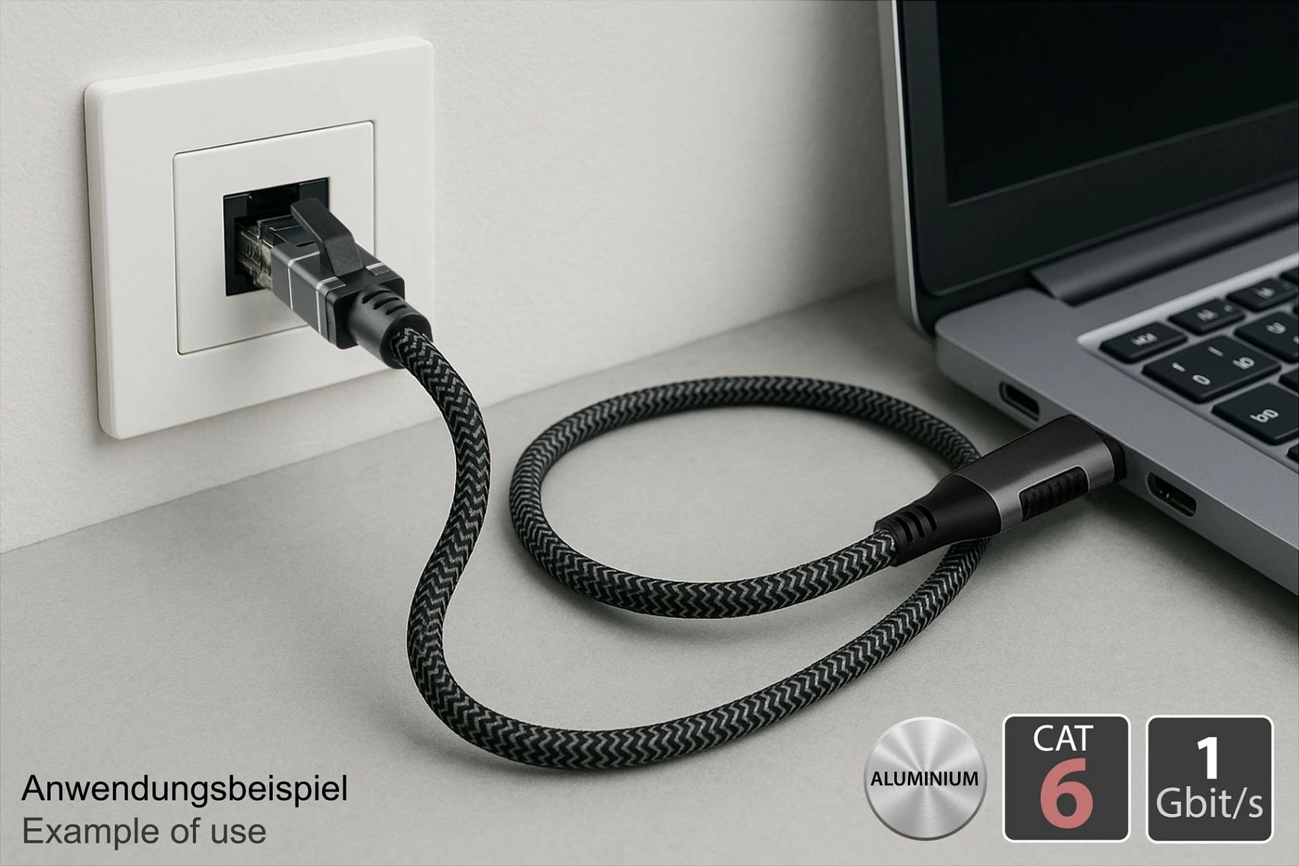 Kabllo Ethernet GoodConnections USB-C në RJ45, 1.5 m, Gigabit, e thurur, antracit