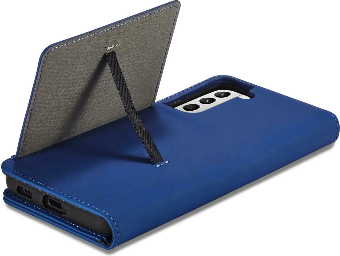 Mbështjellës Hurtel Magnet Card Case për Samsung Galaxy S22+, me kapak, portofol, stand, Blu