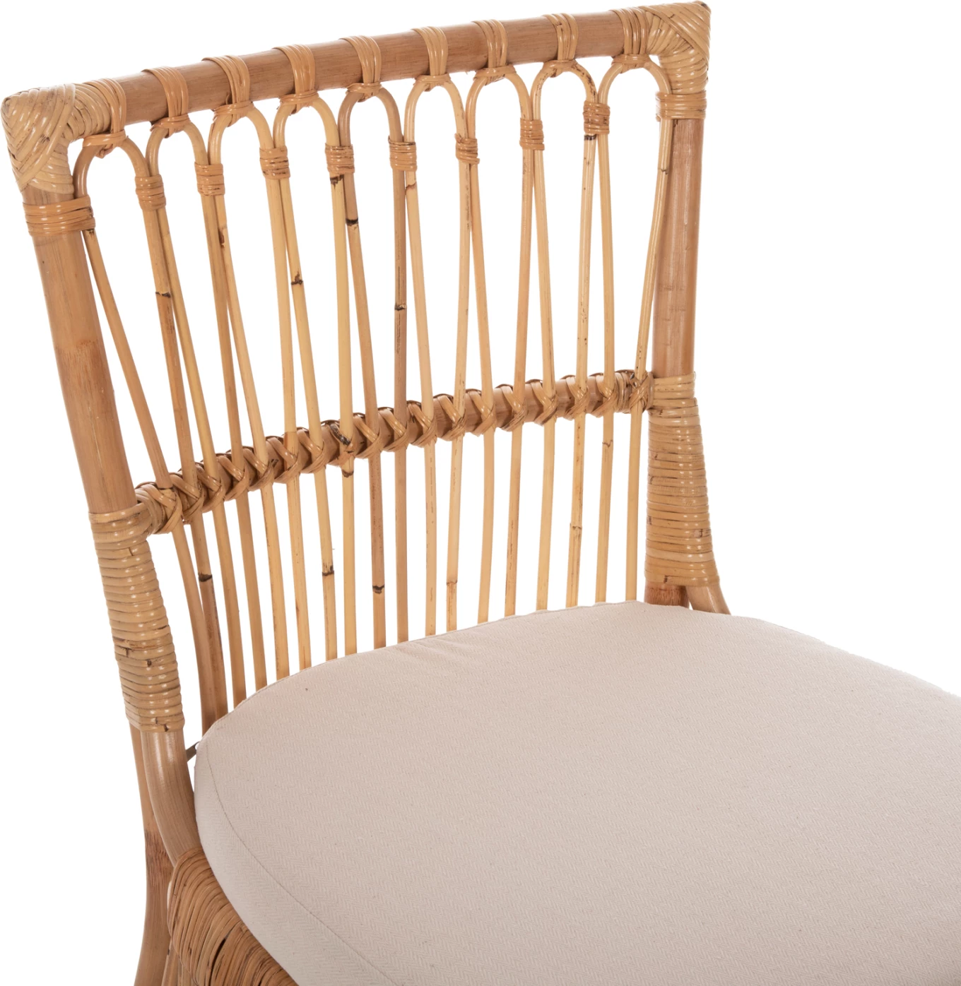 Karrige për ngrënie THALIN FH9834 rattan ngjyrë natyrale-jastëk ngjyrë bardhë 53x58x91Hcm