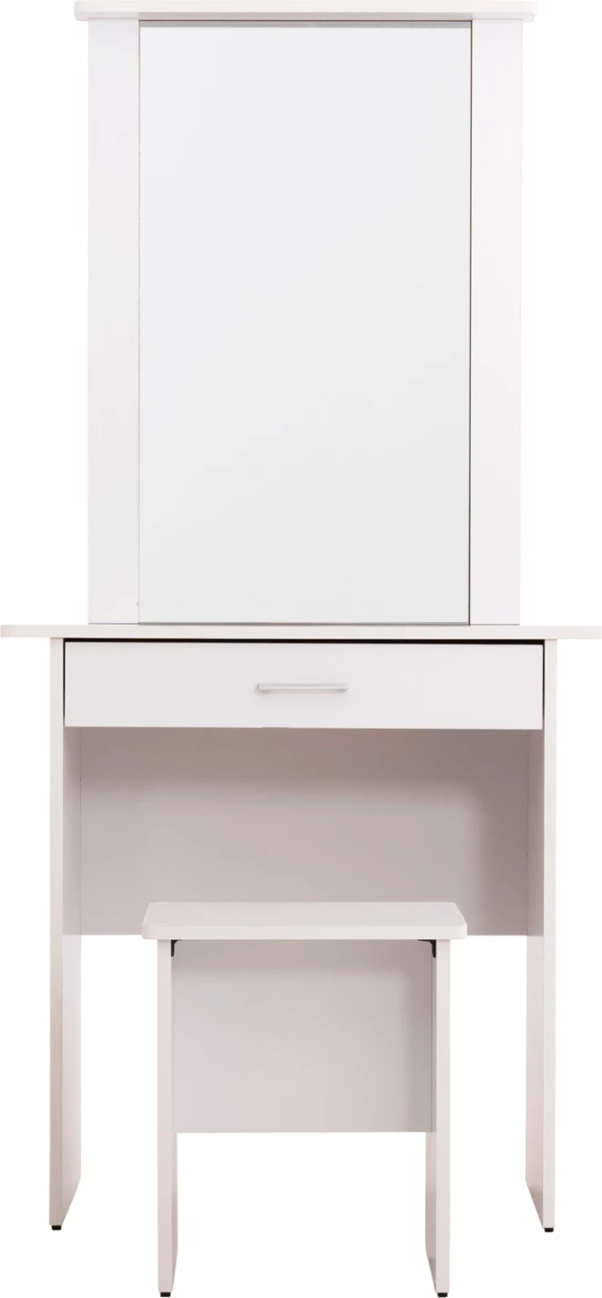 Set tavolinë grimi me pasqyrë dhe karrige CRYSTEL, 74x39x155H cm, e bardhë
