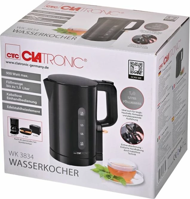 Çajnik elektrik Clatronic WK 3834, i zi, 1L