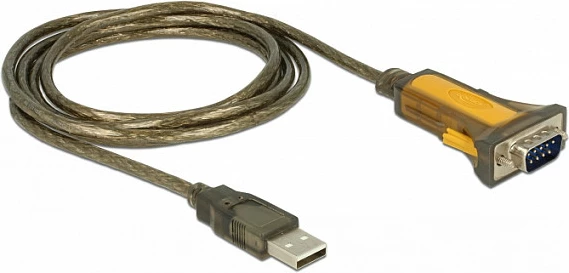 Adapter kabllo USB-A në Serial RS-232 DeLOCK 65840, 1.5 m, DB-9, i zi/verdhë