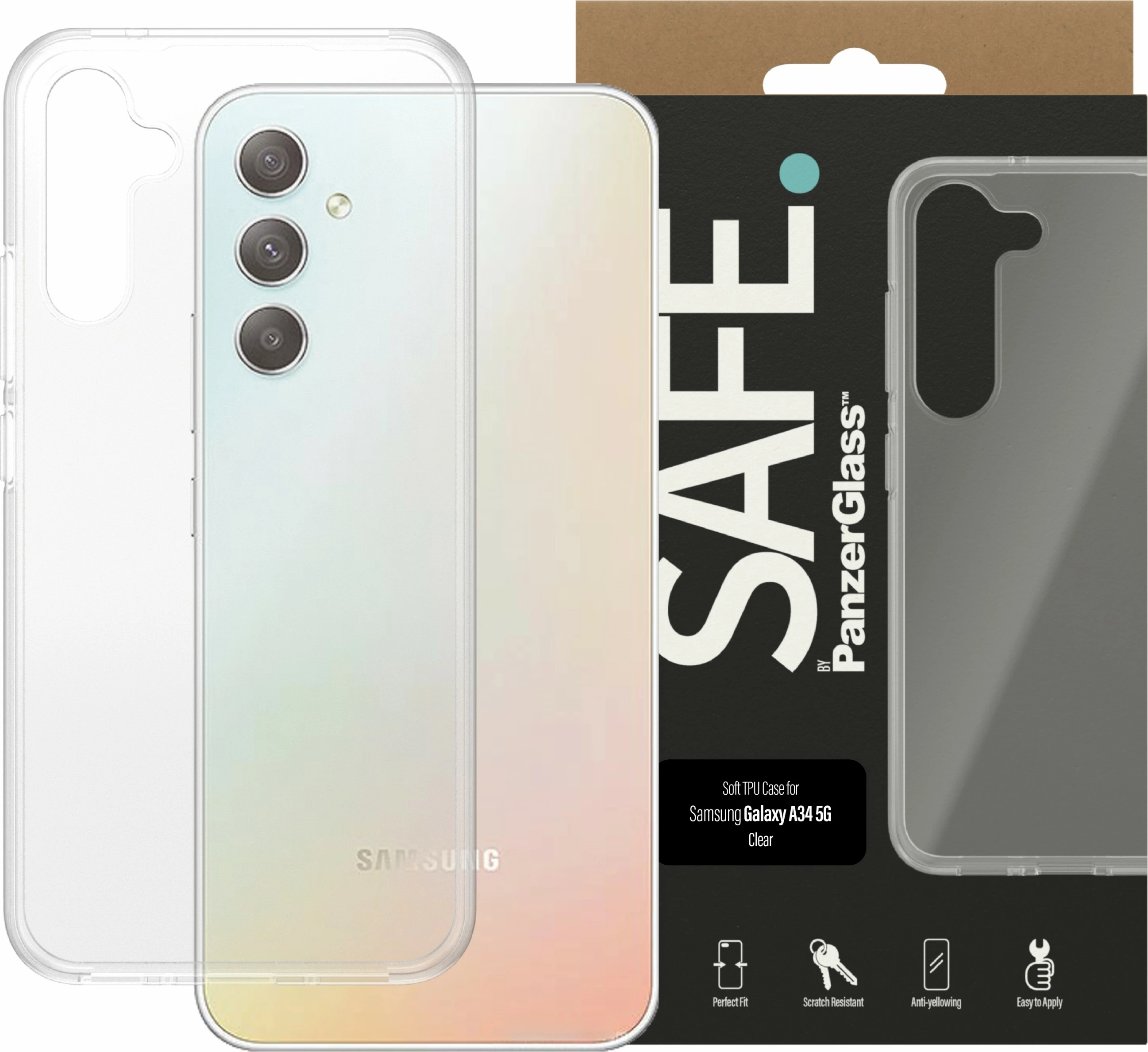 Mbështjellës PanzerGlass për Samsung Galaxy A34 5G, transparent
