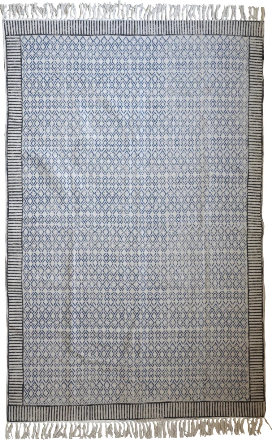 Qilim Hamma 1, pambuk, bezhë, e zezë, e kaltër, 190x120cm