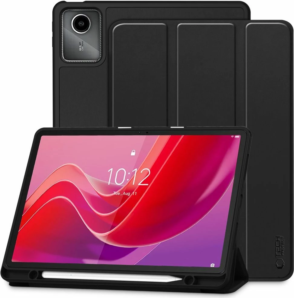 Mbështjellës tabletë Tech-Protect SmartCase Pen për Lenovo Tab M11 11" TB-330, silikon, me qëndrim dhe vend për stylus, i zi