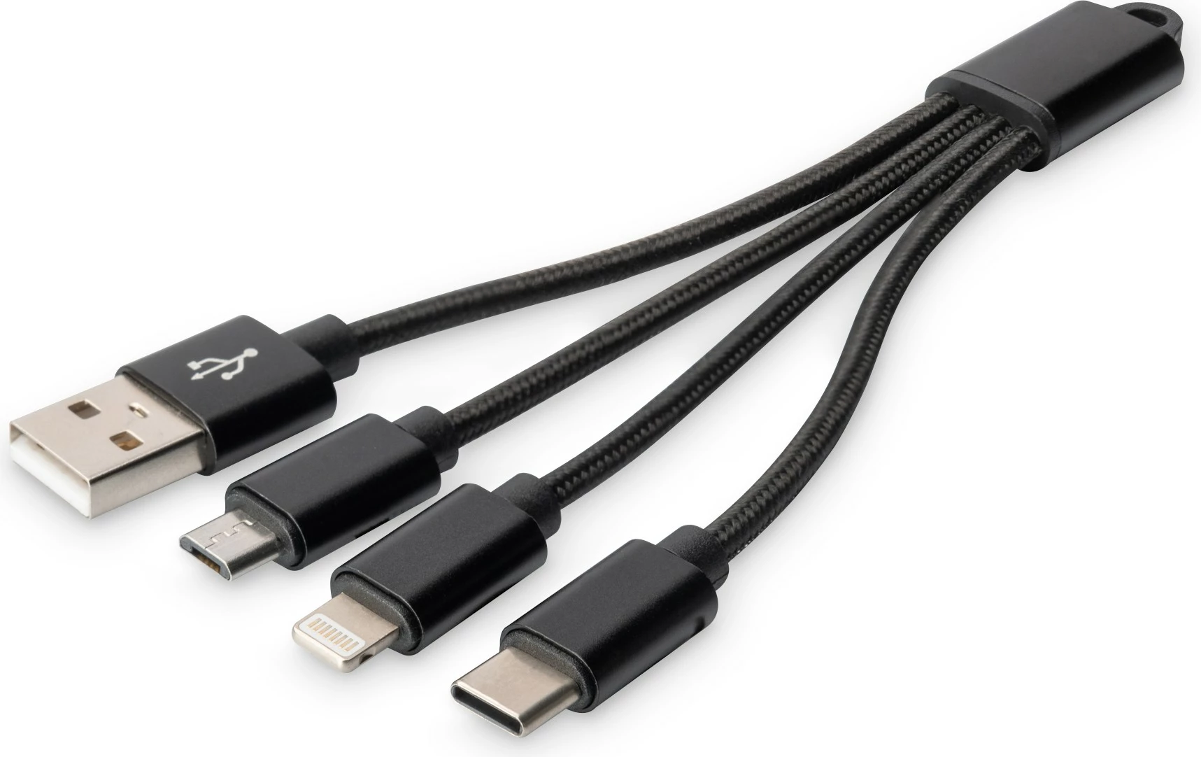 Kabllo USB Digitus 3-në-1, 5m, USB A mashkull/femër, e zezë