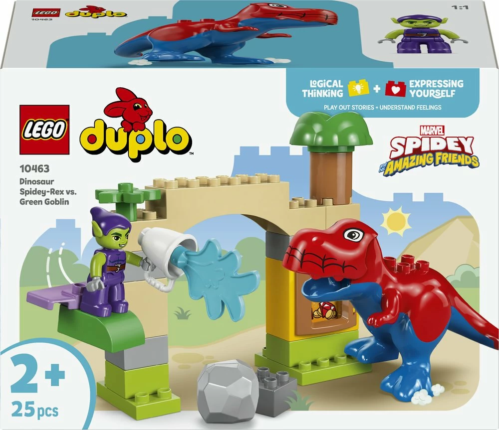 Set LEGO DUPLO Marvel Dinosaur Spidey-Rex and Green Goblin 10463, 25 copë