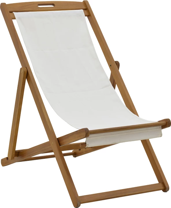 Shezlong Franclow dru akacie natyrale-pëlhurë pvc e bardhë