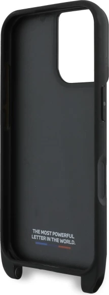 Mbështjellës BMW M Edition Carbon Stripe & Strap për iPhone 16 Plus, i zi