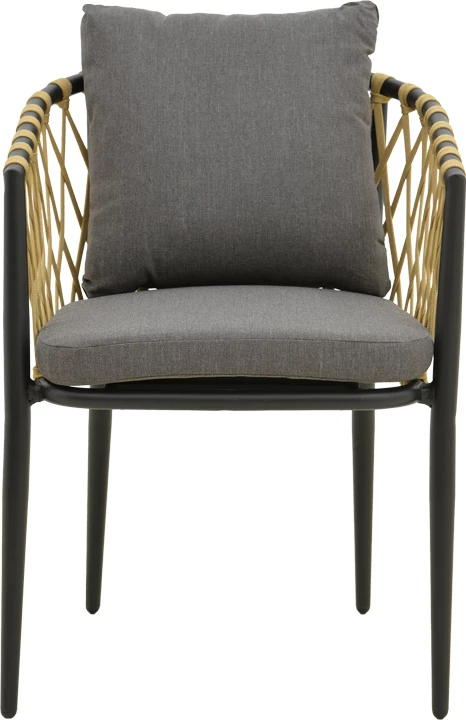 Fotelje Peluxe, alumin i anthracite, litar PE natyral, jastëk gri, 57x60x78cm