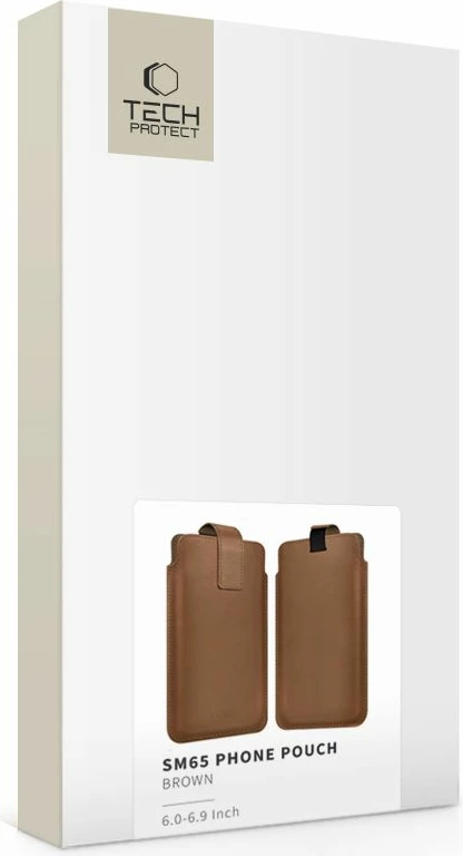 Mbështjellës Tech-Protect SM65 për celular 6.0-6.9", lëkurë ekologjike, kapëse magnetike, kafe, 1 copë