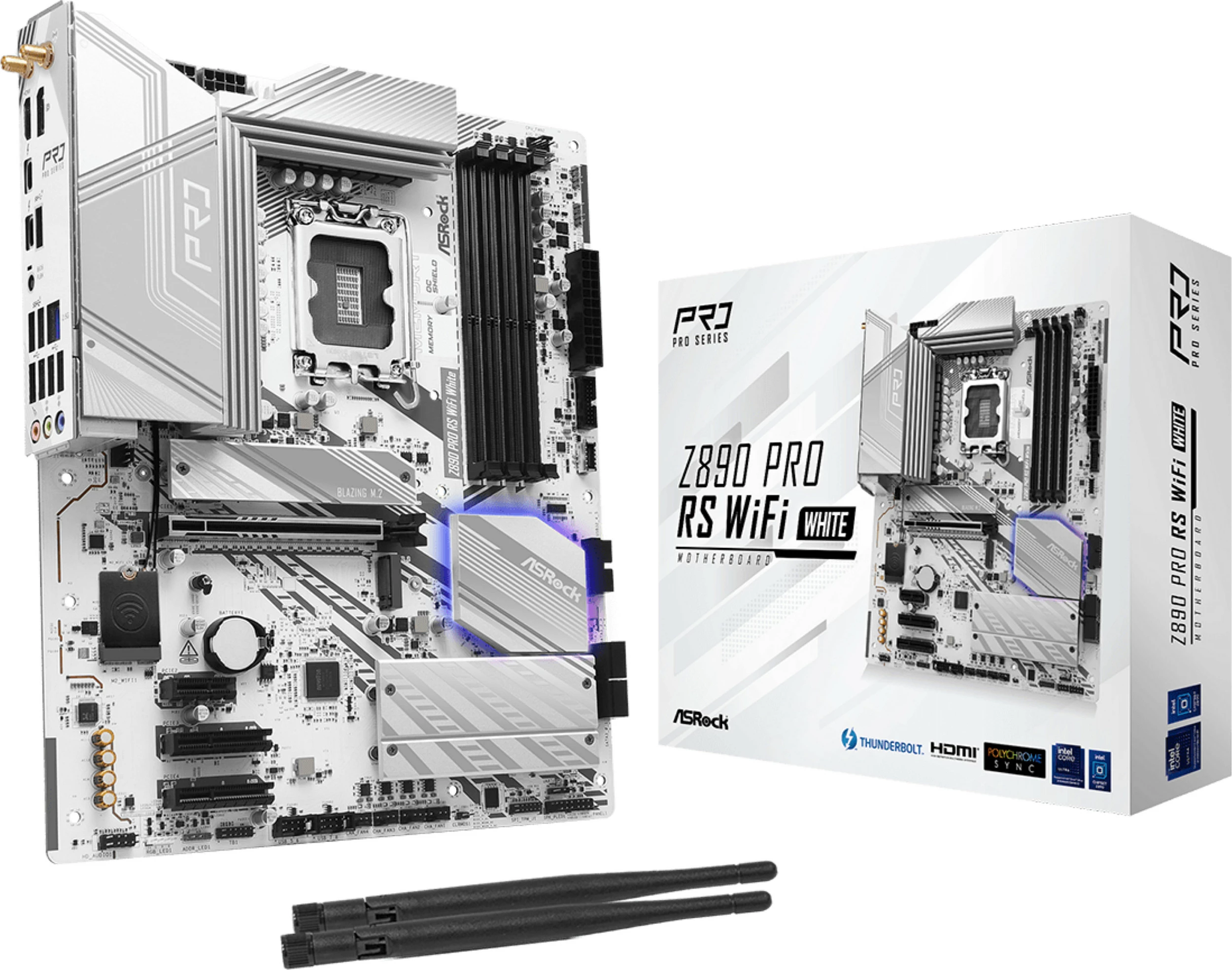 Pllakë amë ASRock Z890 Pro RS WiFi, Intel, LGA 1851, DDR5, 256 GB, Bardhë