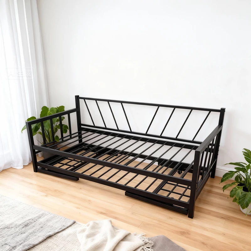 Krevat-sofë Remmie, metal i zi, 90x190cm