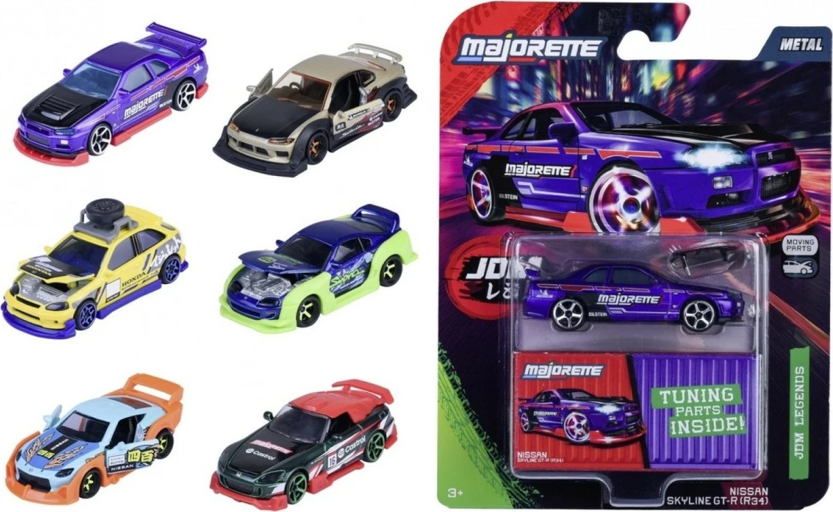Vetura lodër Majorette Japan Legends Deluxe, 1:64, metal, me pjesë tuning, ngjyra të përziera