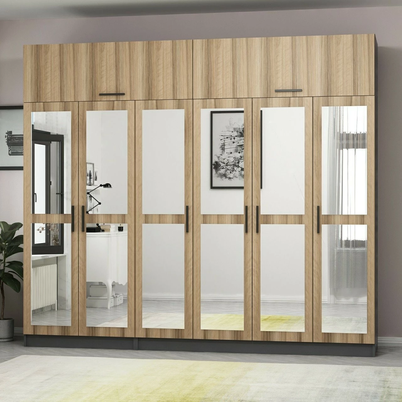 Dollap Skye Decor, ngjyrë arre dhe antracit, 270x255x52cm