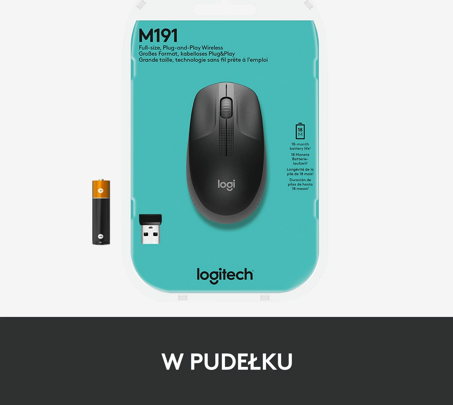 Maus wireless Logitech M190 Full-size (910-005906) 1000 DPI USB, zi/gri