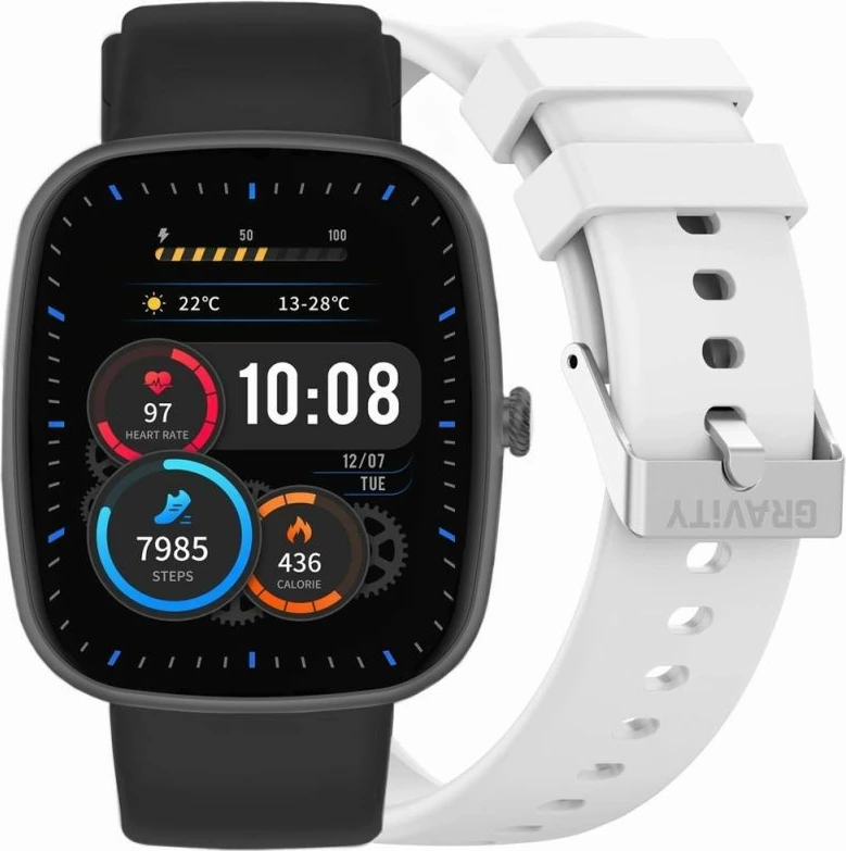 Smartwatch Gravity GT18-10, dy rripa, e zezë