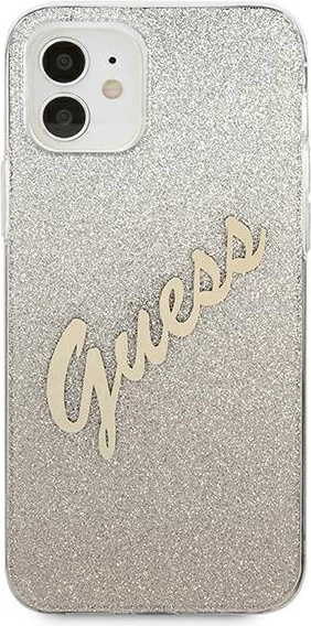 Mbështjellës Guess GUHCP12SPCUGLSGO për iPhone 12 mini 5.4" Hardcase TPU/PC Glitter Gradient Script, gold