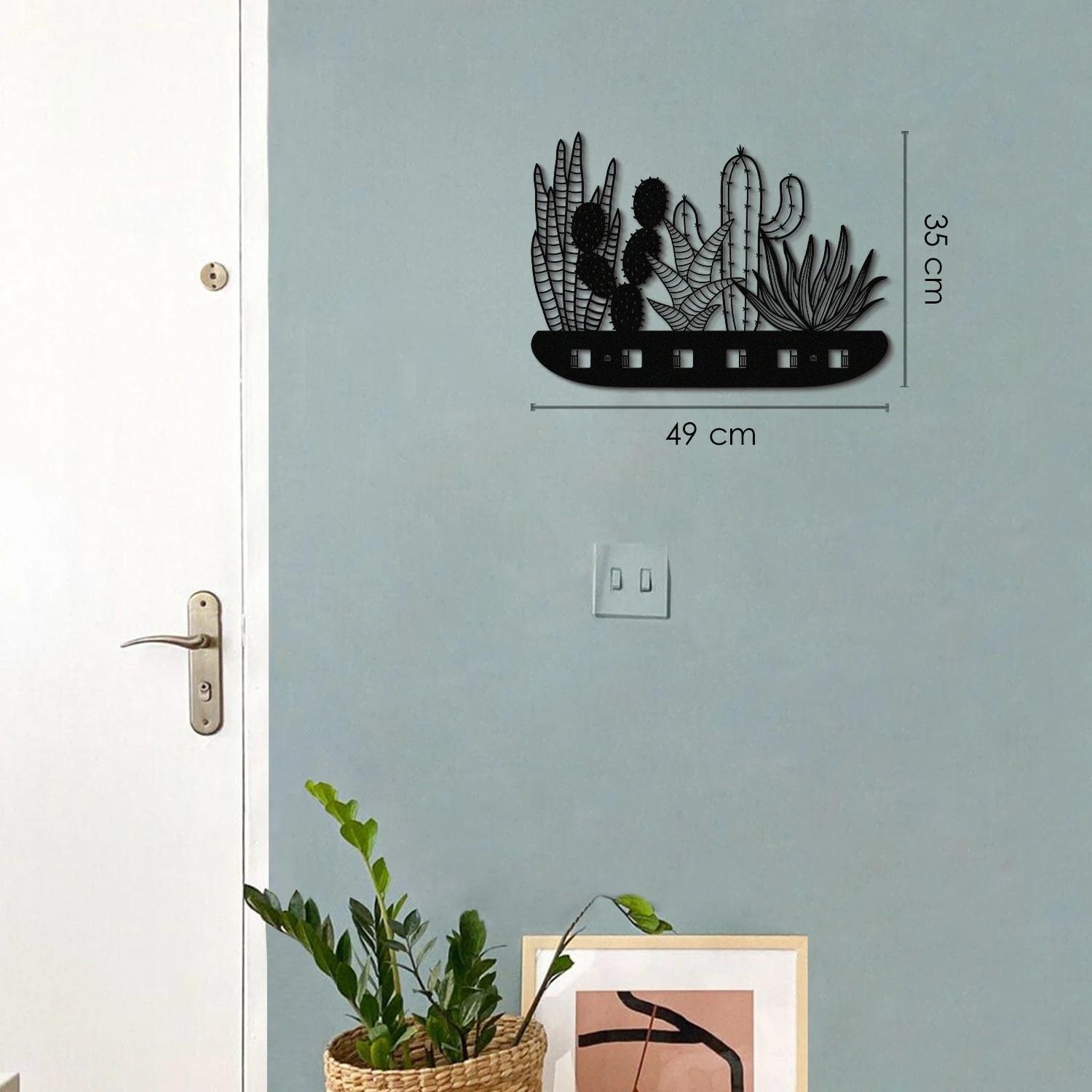 Varëse muri Aberto Design, model kaktusi, metalike, e zezë, APT612