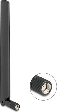 Antena Wi‑Fi DeLOCK 81452, RP‑SMA, 4.4 dBi, 2.4-7.125 GHz, e zezë