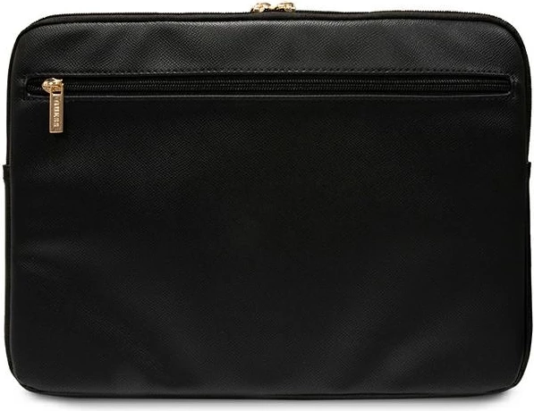 Mbështjellës për laptop Guess ZIP Leather Triangle, 16 inç, lëkurë ekologjike, e zezë