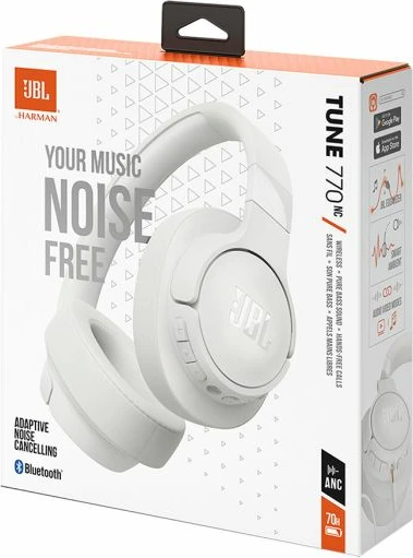 Kufje JBL Tune 770NC Bluetooth over-ear pa kabllo me ANC, 70h bateri, Bluetooth 5.3, të bardha