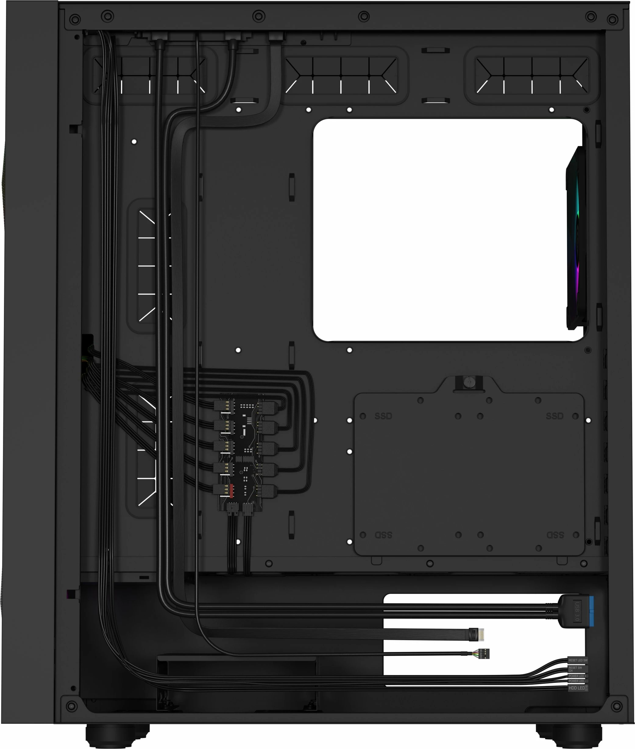 Kasë GENESIS Diaxid 605 ARGB NPC-2172 Midi Tower, ATX/mATX/Mini-ITX, USB-C, pa PSU, e zezë